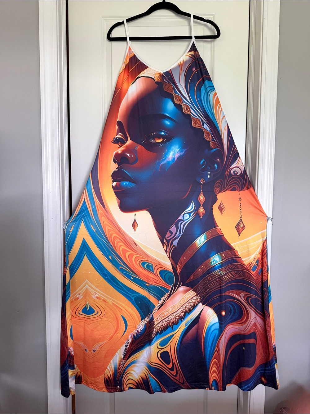 Vibrant Blue and Orange Long Maxi Dress!!!🔥🔥🔥🔥🔥🔥